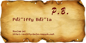 Pálffy Béla névjegykártya