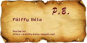 Pálffy Béla névjegykártya